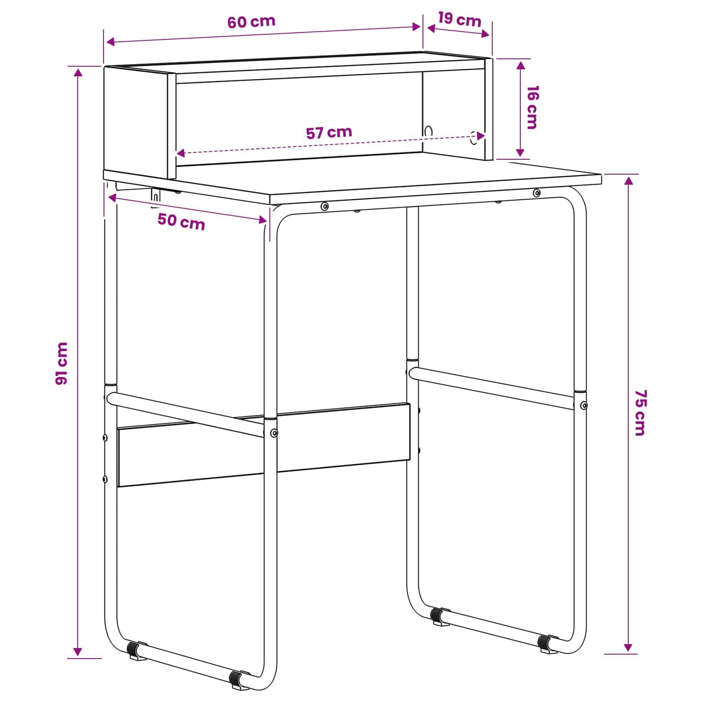 Skrivebord med opbevaring Sonoma-eg 60 x 50 x 91 cm