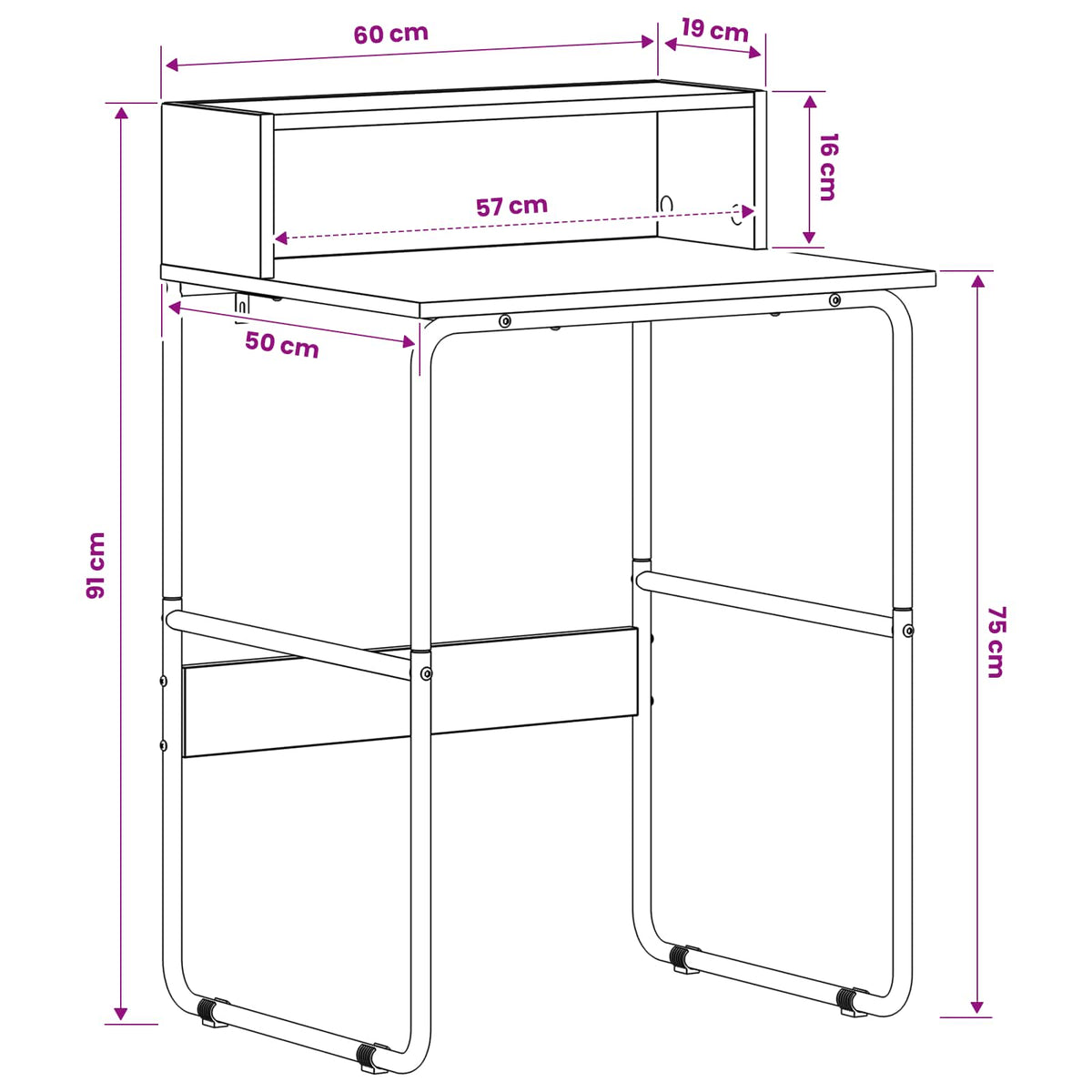 Skrivebord med opbevaring Røget eg 60 x 50 x 91 cm