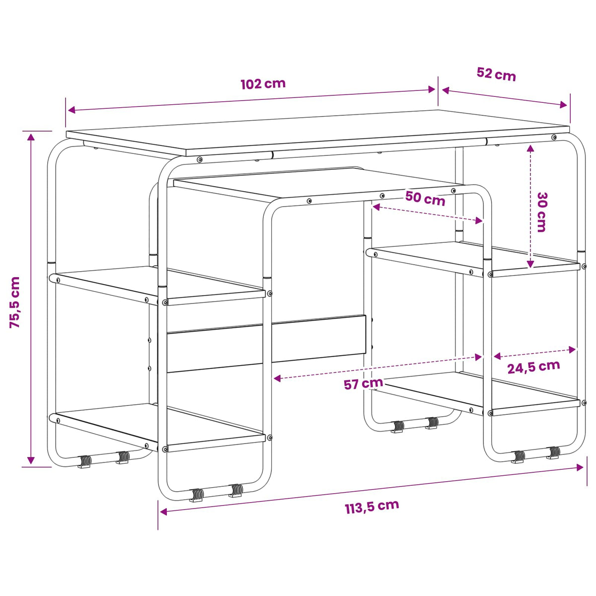 Skrivebord med opbevaring Gammelt træ 113,5 x 52 x 75,5 cm