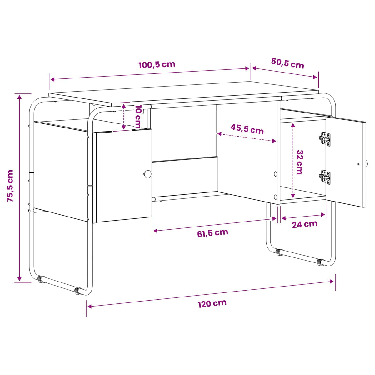 Skrivebord med opbevaring Artisan-eg 120 x 50,5 x 75,5 cm