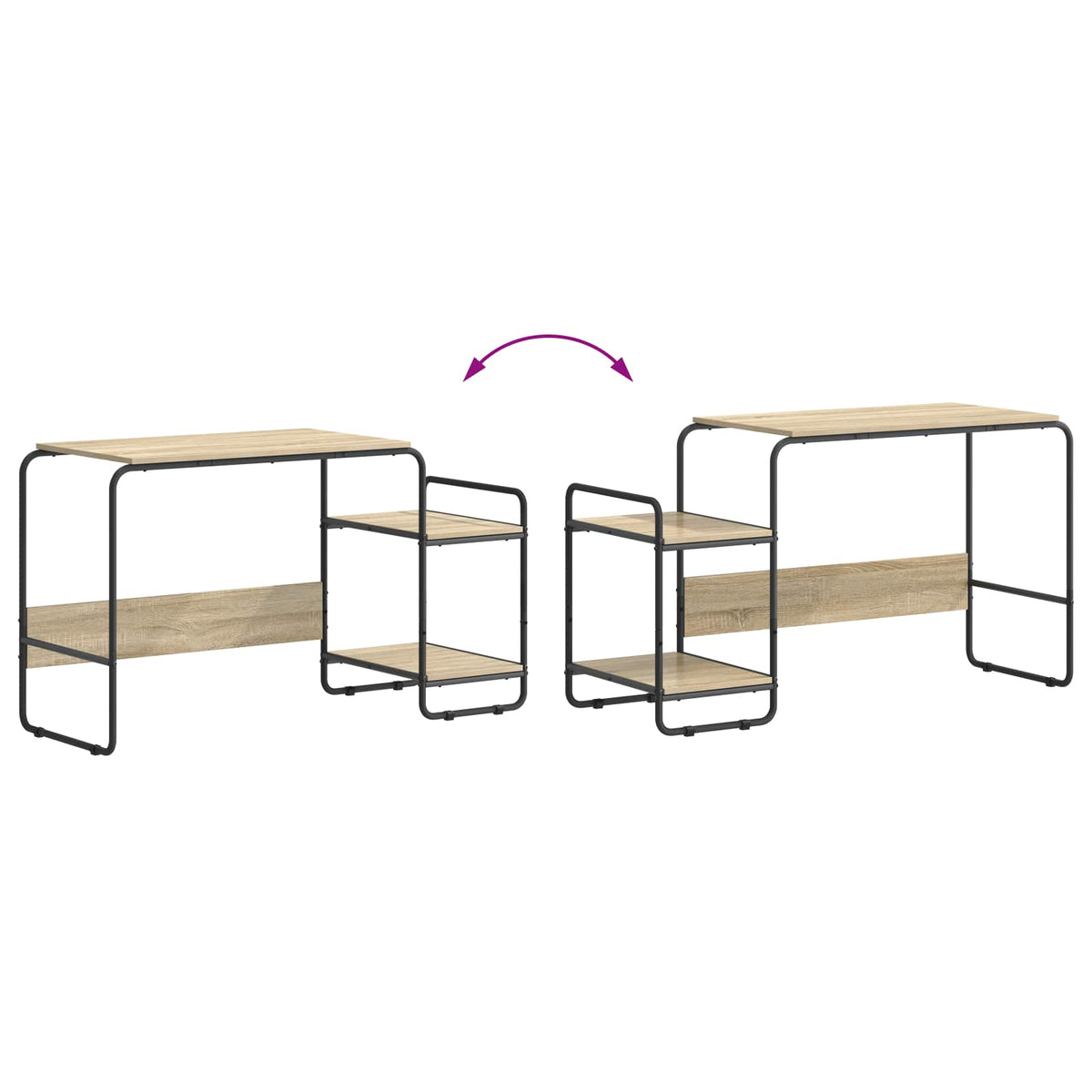 Skrivebord med opbevaring Sonoma-eg 131,5 x 50 x 75,5 cm