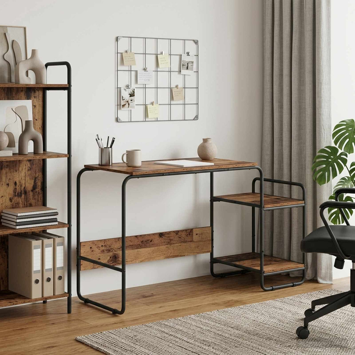 Skrivebord med opbevaring Gammelt træ 131,5 x 50 x 75,5 cm