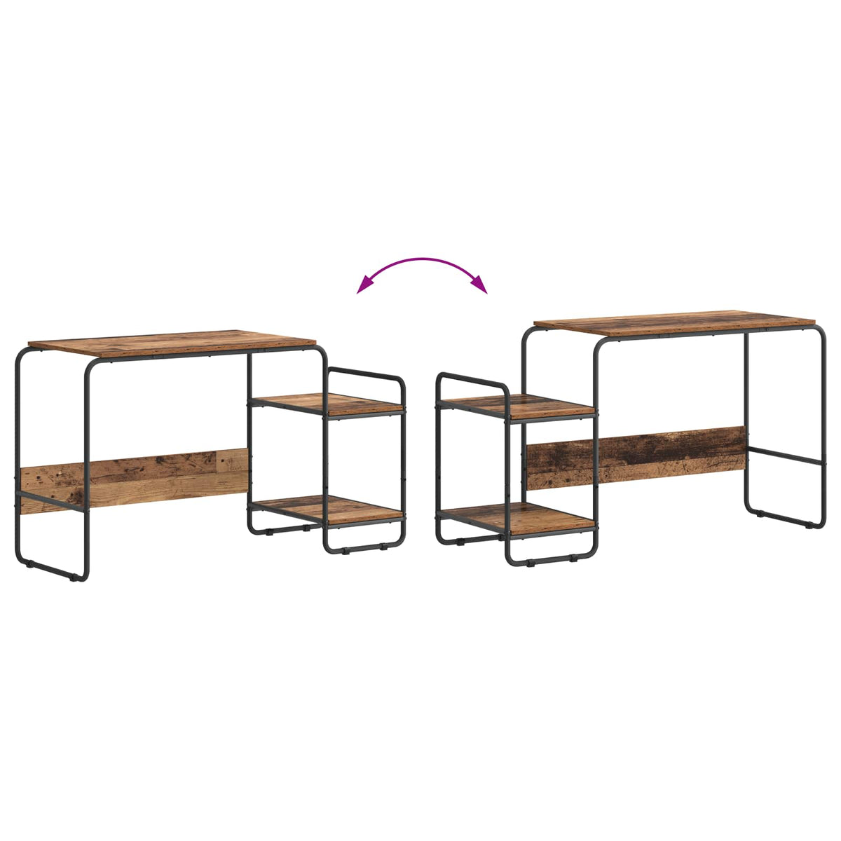 Skrivebord med opbevaring Gammelt træ 131,5 x 50 x 75,5 cm