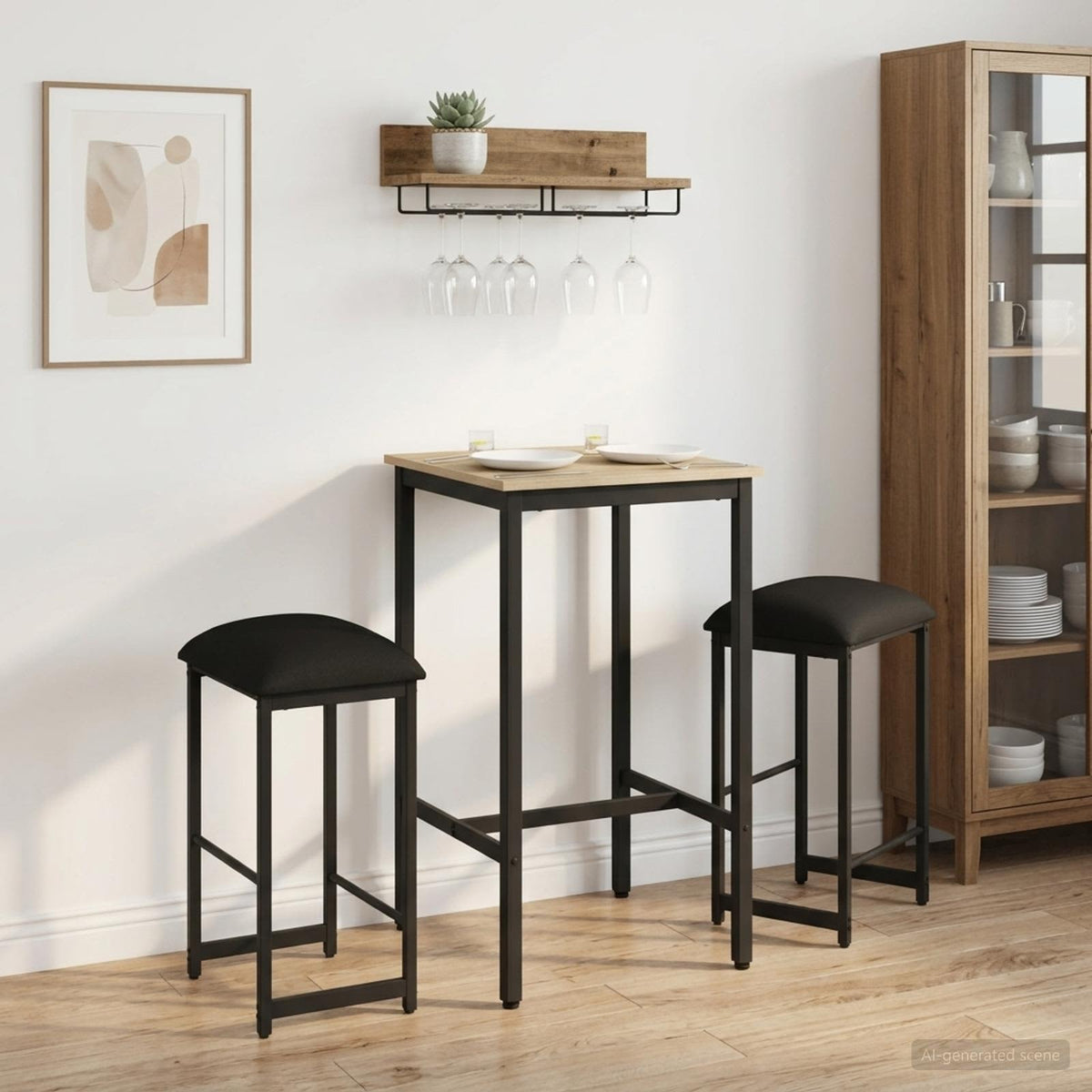 Barbænk 2 stk. Sort 40 x 32 x 64 cm Konstrueret træ