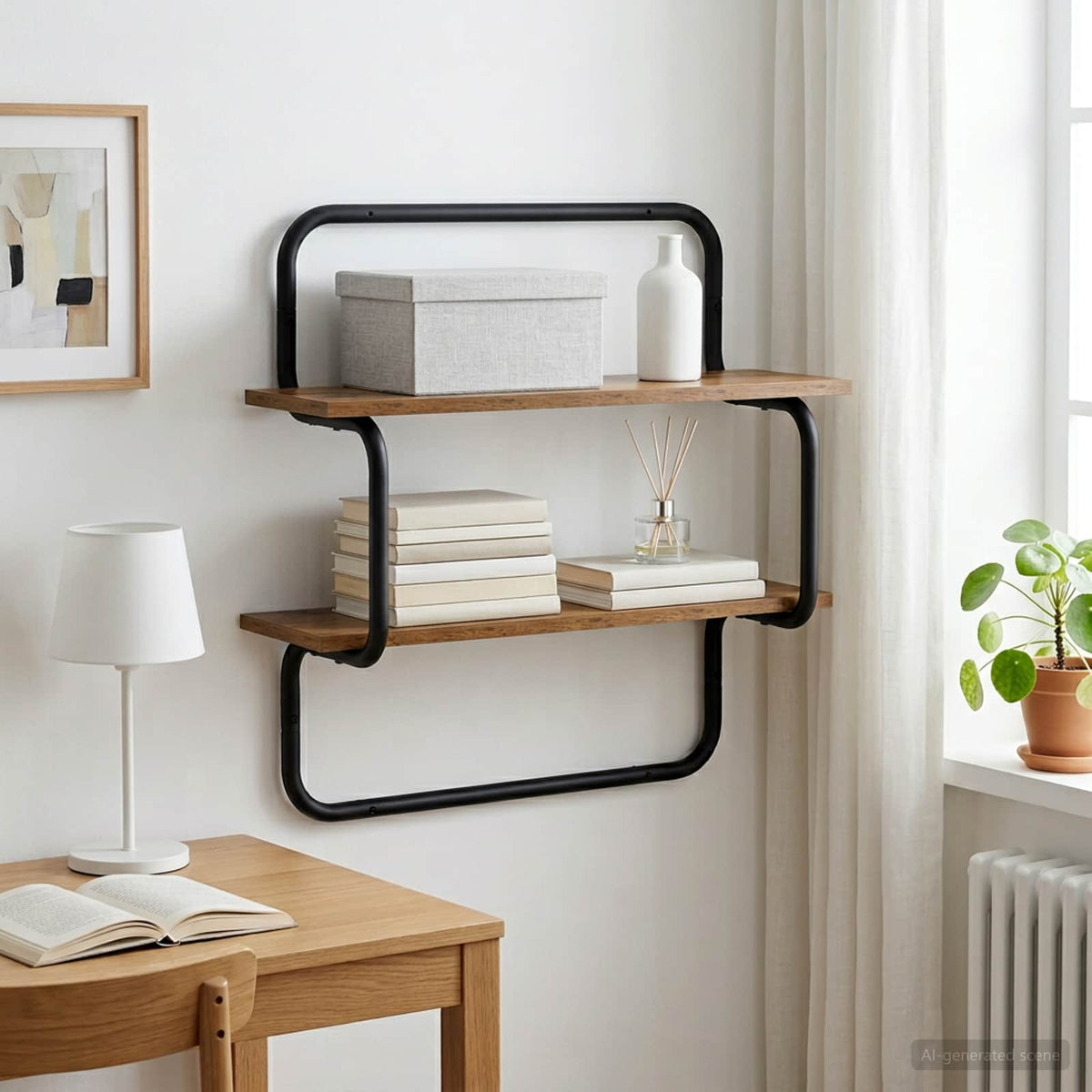 Væghylde med 2 niveauer Gammelt træ 80 x 24,5 x 61 cm