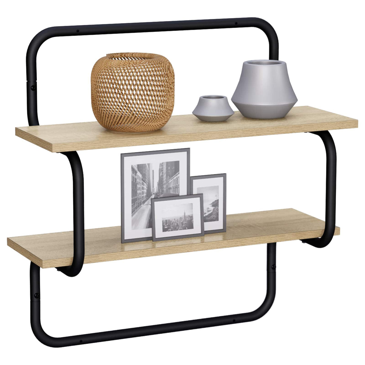 Væghylde med 2 niveauer Sonoma-eg 60 x 24,5 x 61 cm