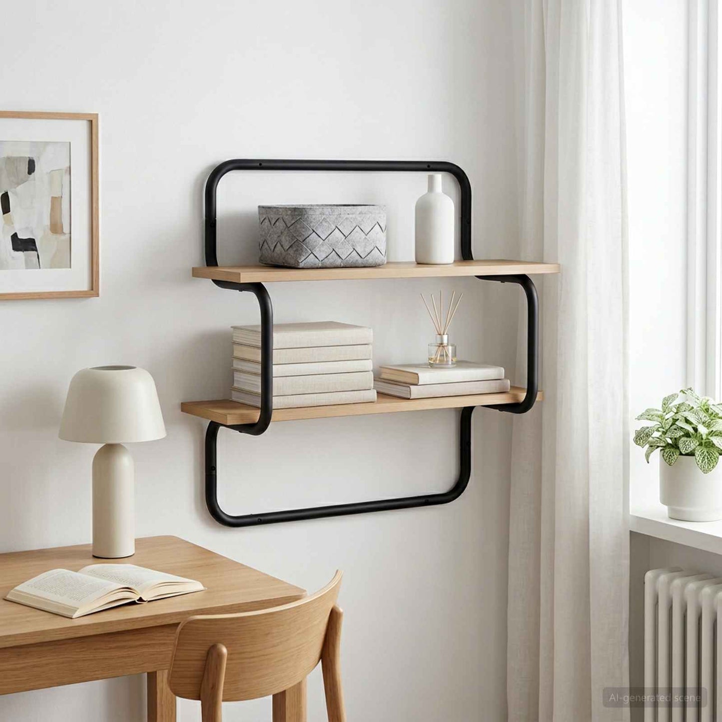 2-lags væghylde Artisan-eg 60 x 24,5 x 61 cm Konstrueret træ