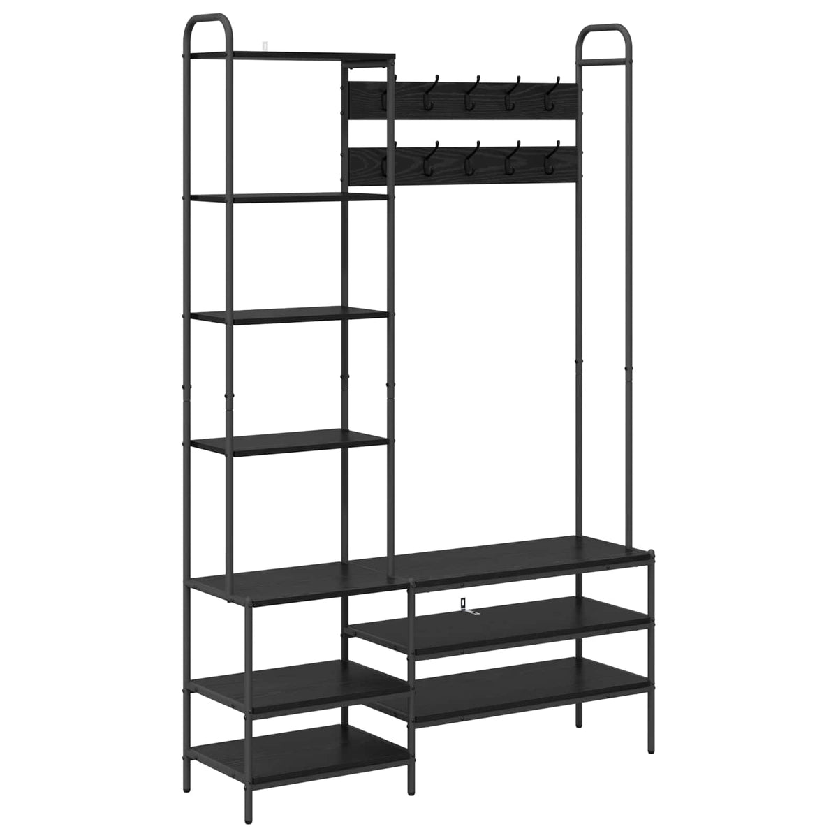 Knagerække med sko bænk Sort eg 120,5 x 34 x 190 cm