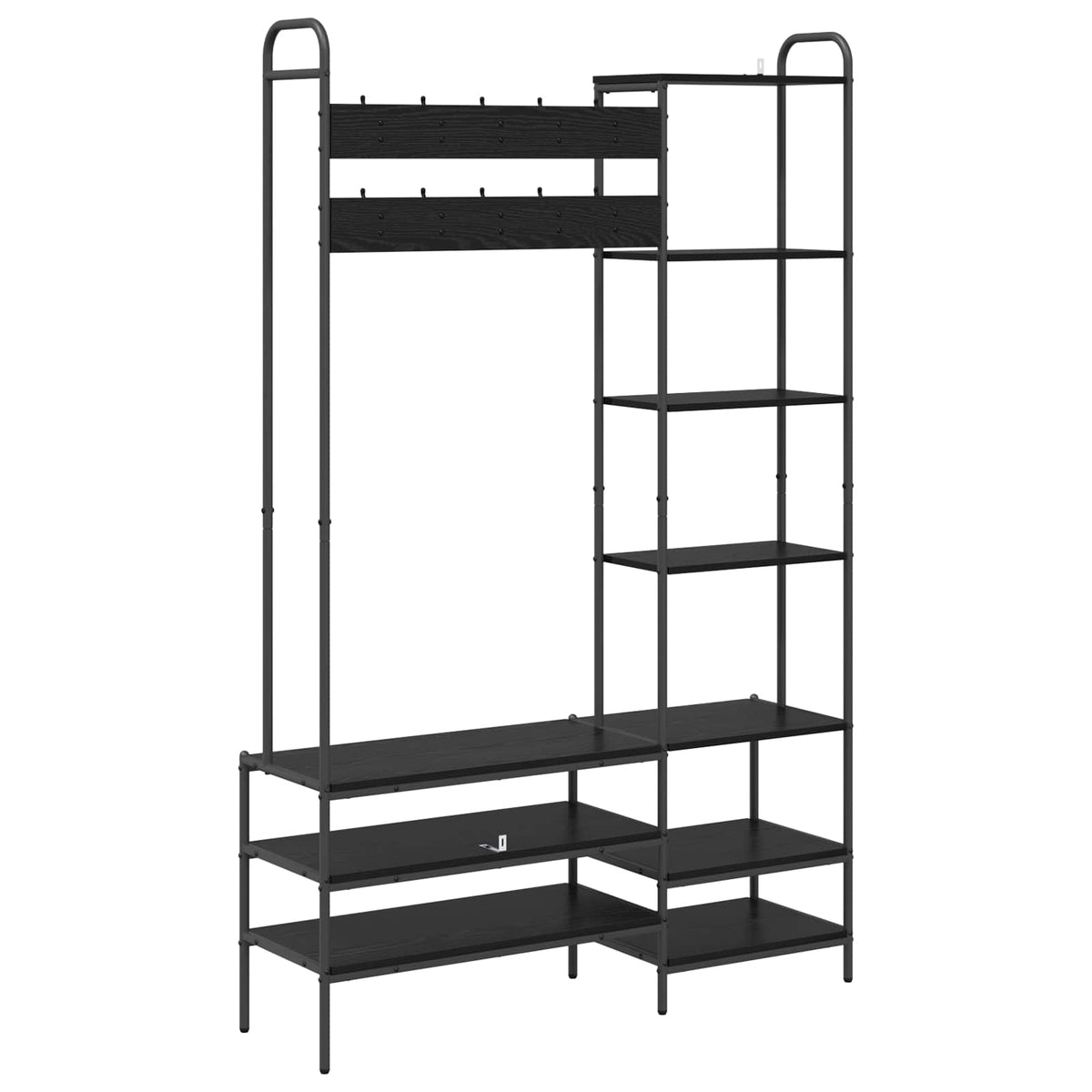 Knagerække med sko bænk Sort eg 120,5 x 34 x 190 cm