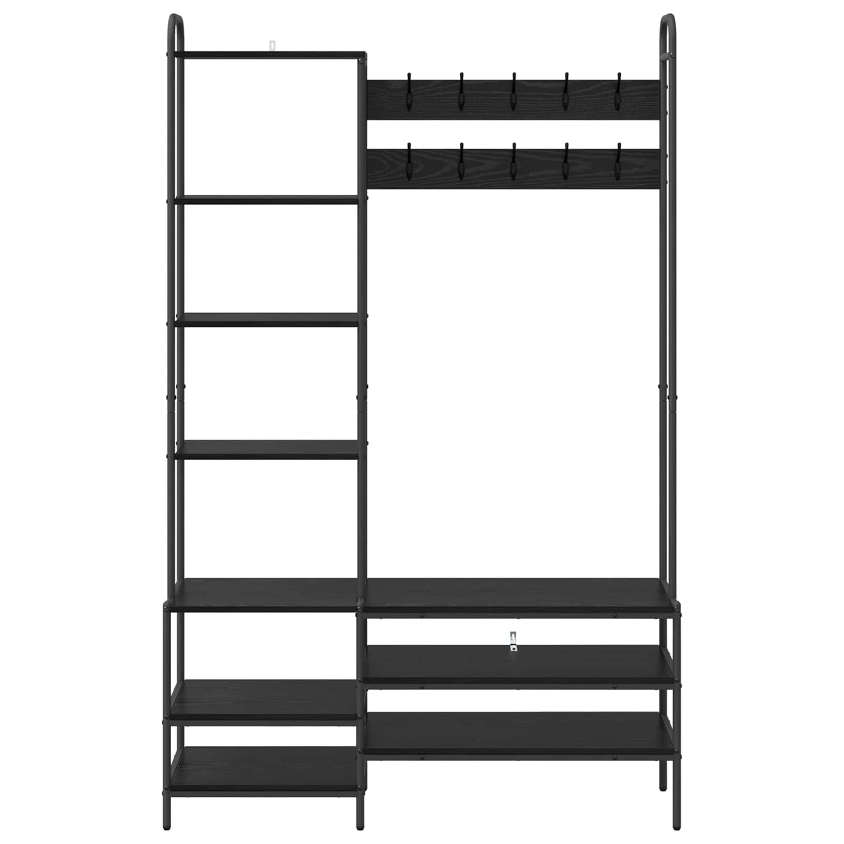 Knagerække med sko bænk Sort eg 120,5 x 34 x 190 cm