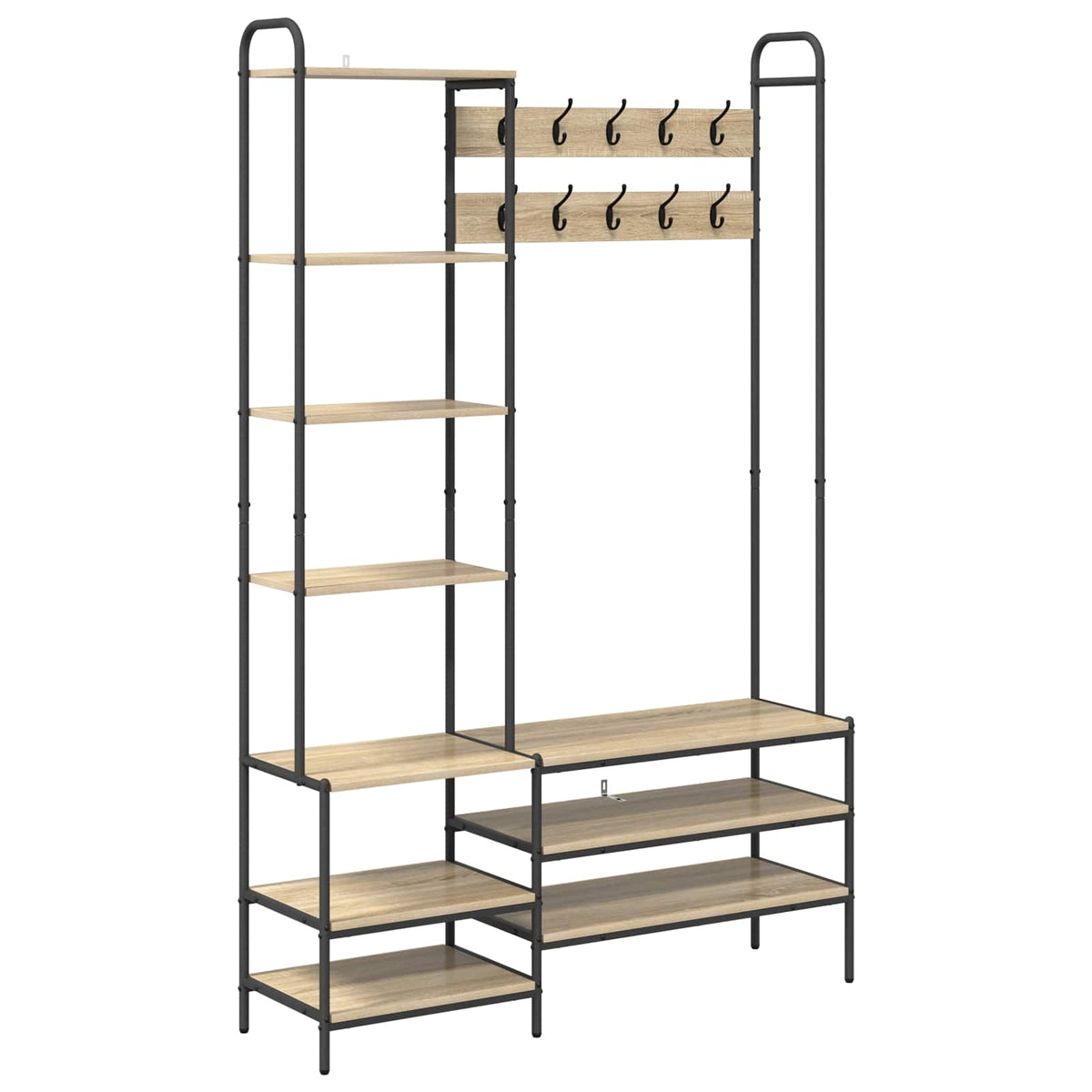 Knagerække med sko bænk Sonoma-eg 120,5 x 34 x 190 cm