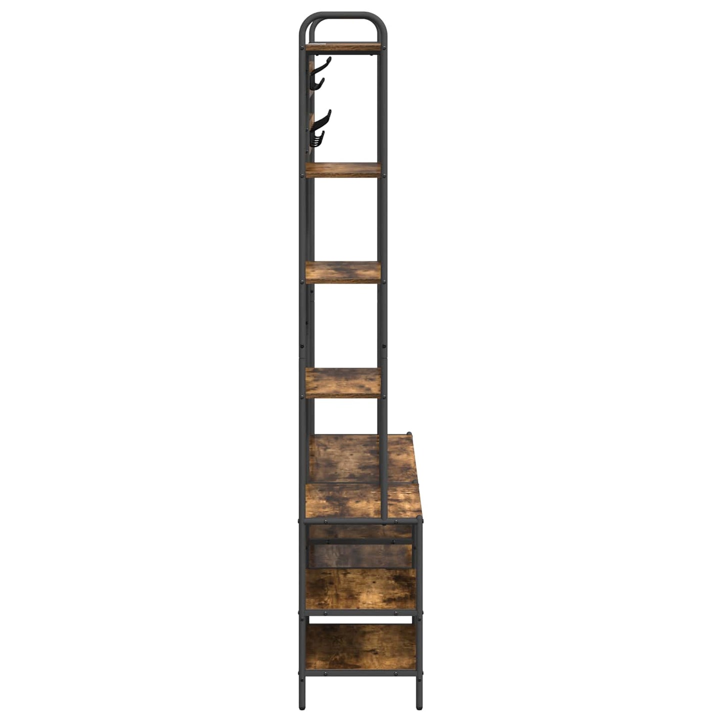 Knagerække med sko bænk Røget eg 120,5 x 34 x 190 cm