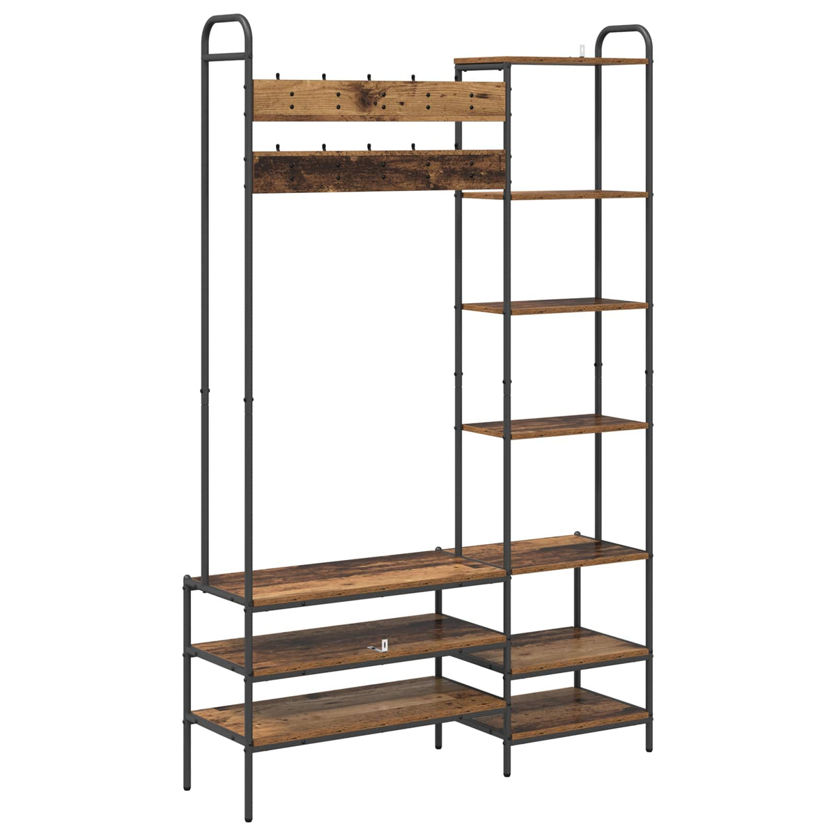 Knagerække med sko bænk Gammelt træ 120,5 x 34 x 190 cm