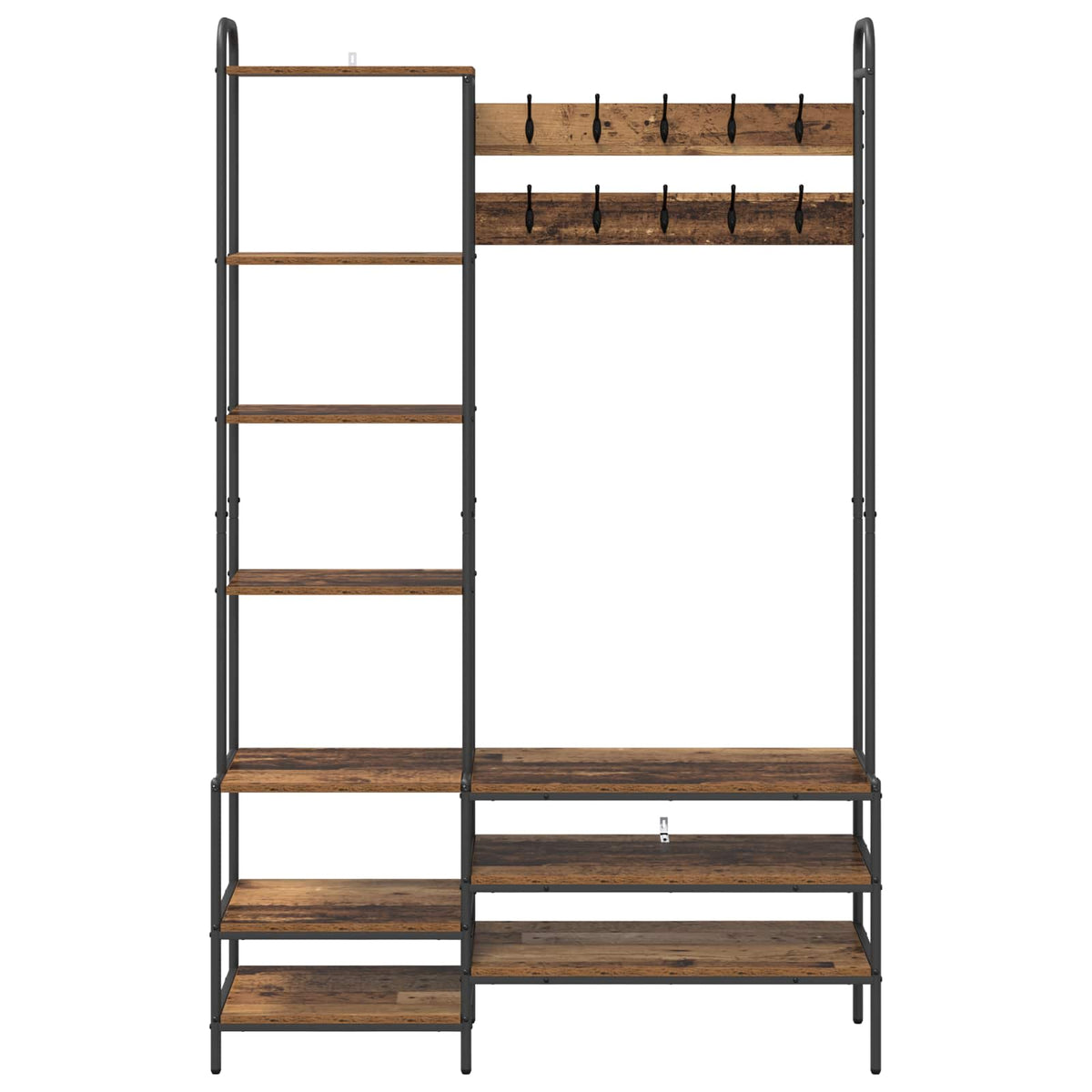 Knagerække med sko bænk Gammelt træ 120,5 x 34 x 190 cm