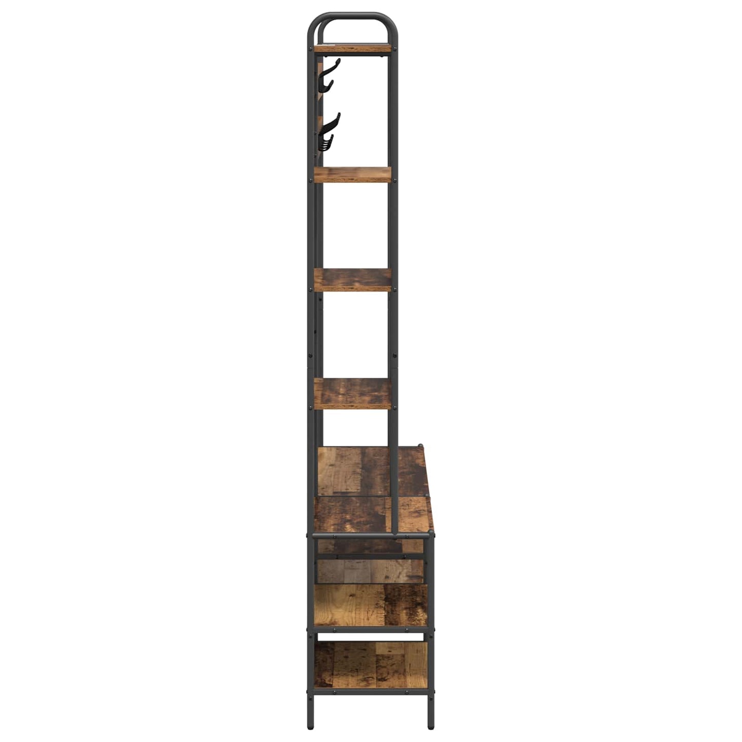 Knagerække med sko bænk Gammelt træ 120,5 x 34 x 190 cm