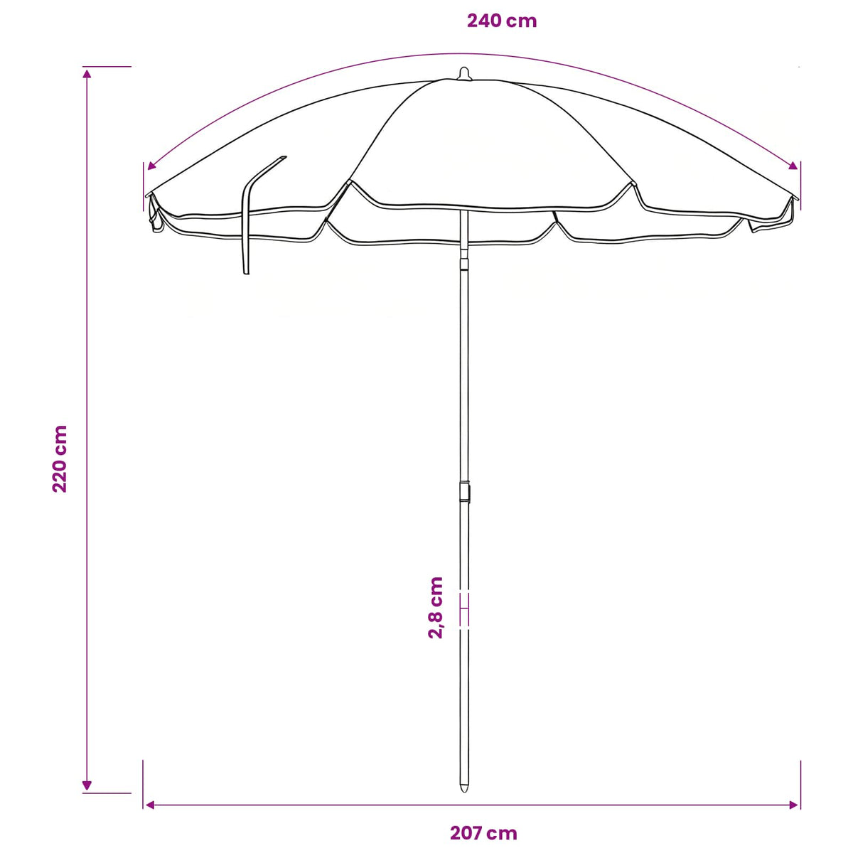 Havesol 240 cm 170T polyester Orange
