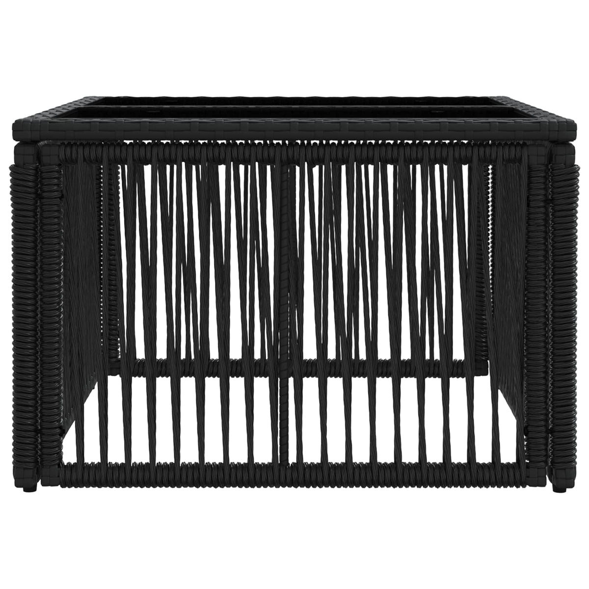 Havemøbel Bord Sort 55 x 55 x 37 cm PE Rattan og Glas