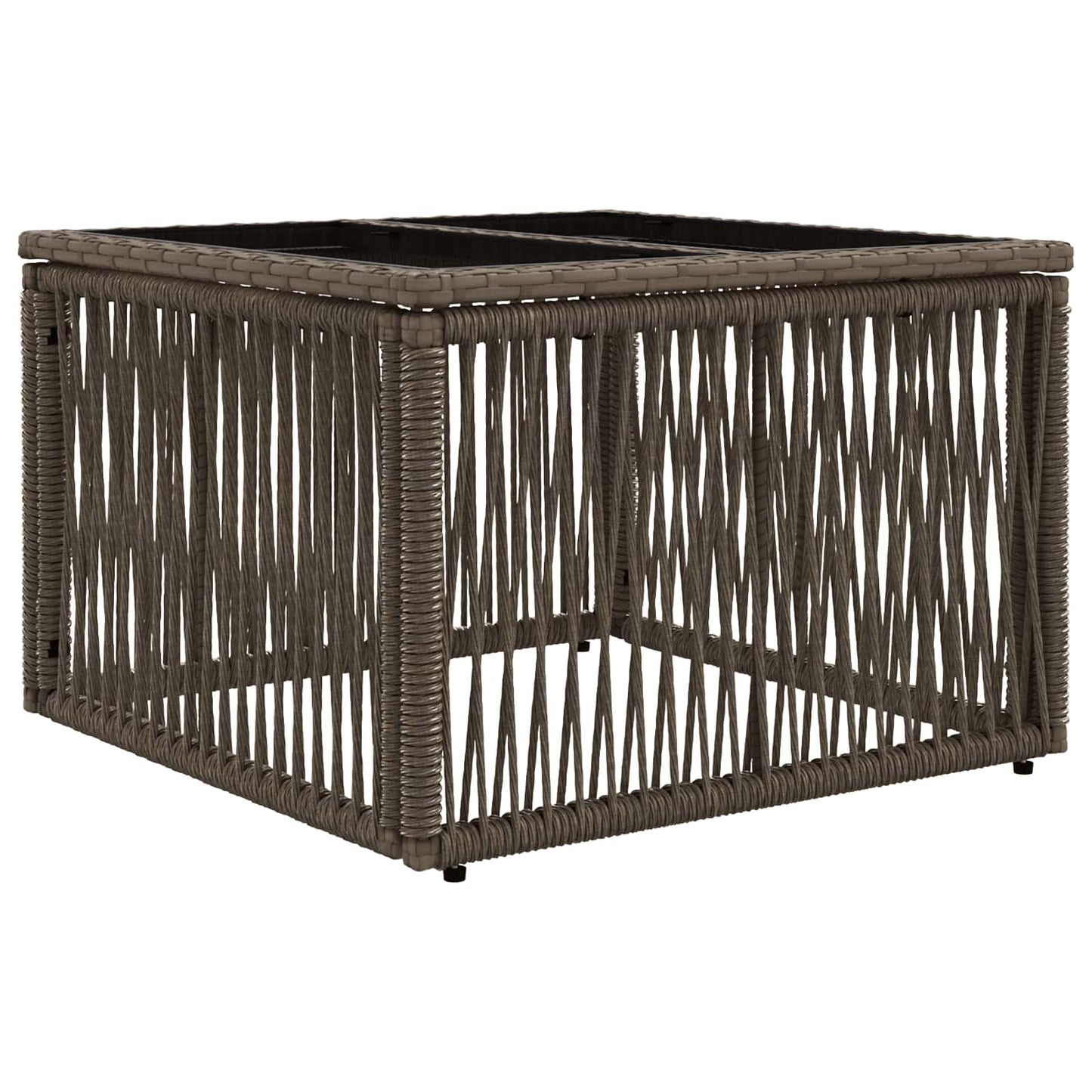 Havemøbel Bord Grå og sort 55 x 55 x 37 cm PE Rattan og Glas