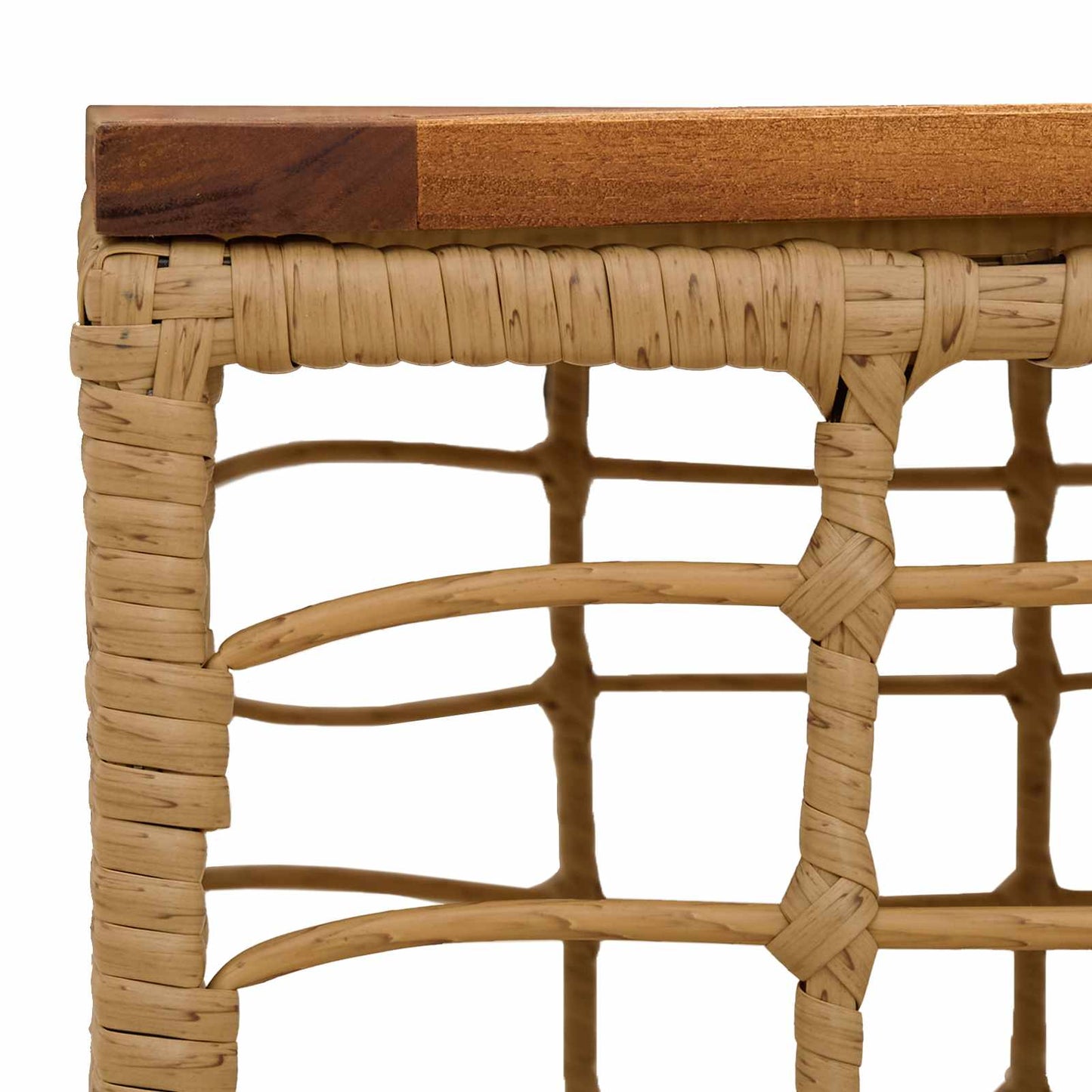 Havemøbel Bord Naturfarvet 55 x 55 x 37 cm PE Rattan og Glas