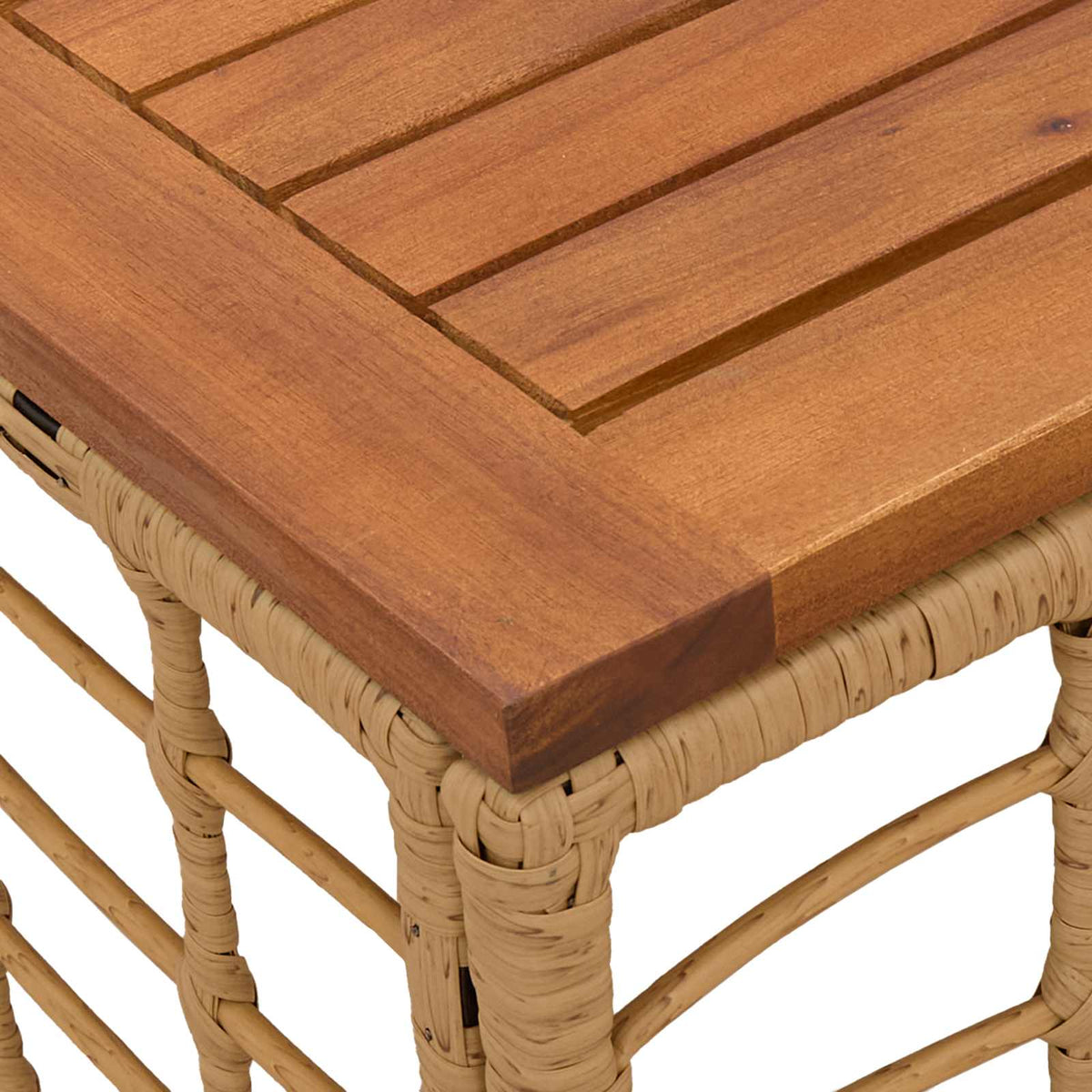 Havemøbel Bord Naturfarvet 55 x 55 x 37 cm PE Rattan og Glas