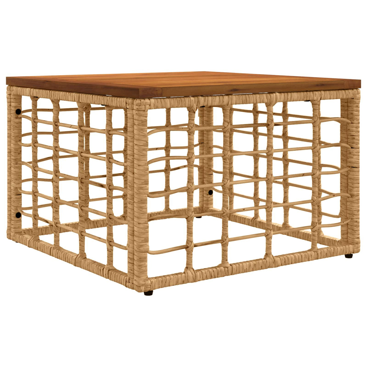Havemøbel Bord Naturfarvet 55 x 55 x 37 cm PE Rattan og Glas