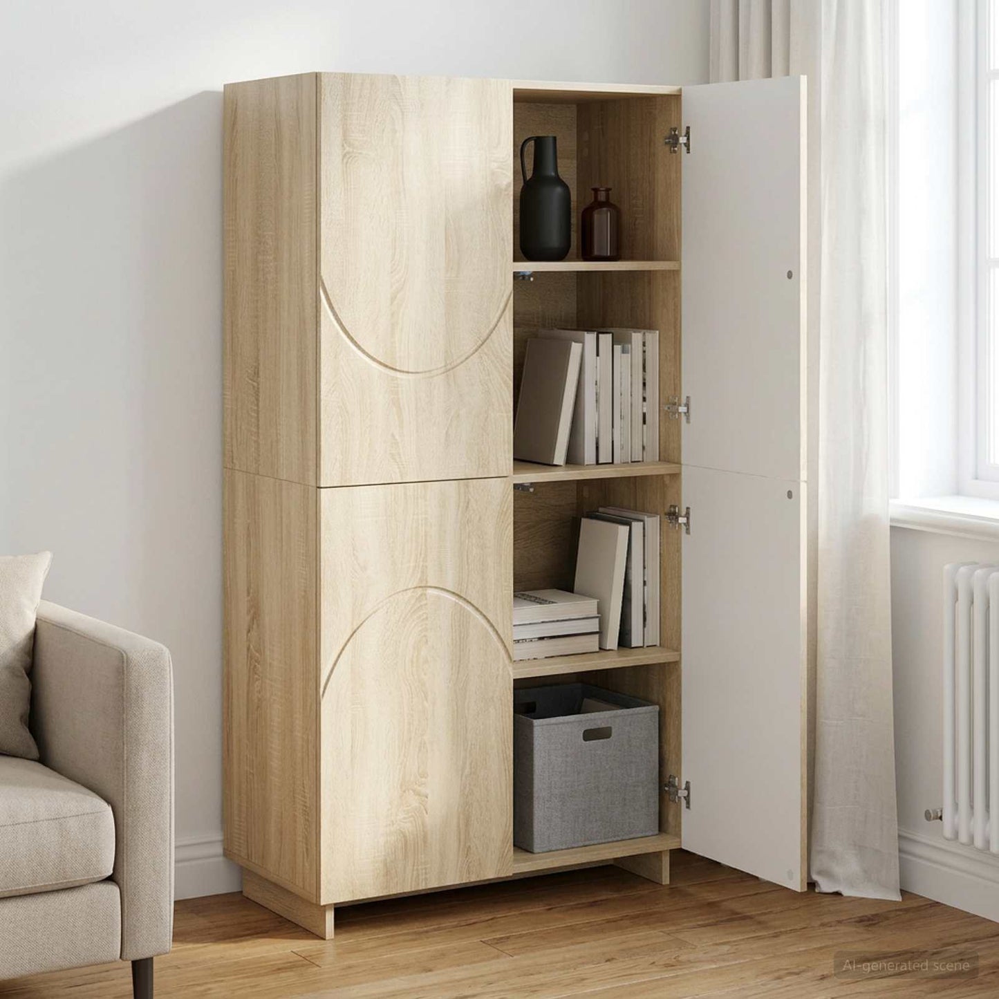 Highboard Sonoma-eg 79x41x151 cm Konstrueret træ