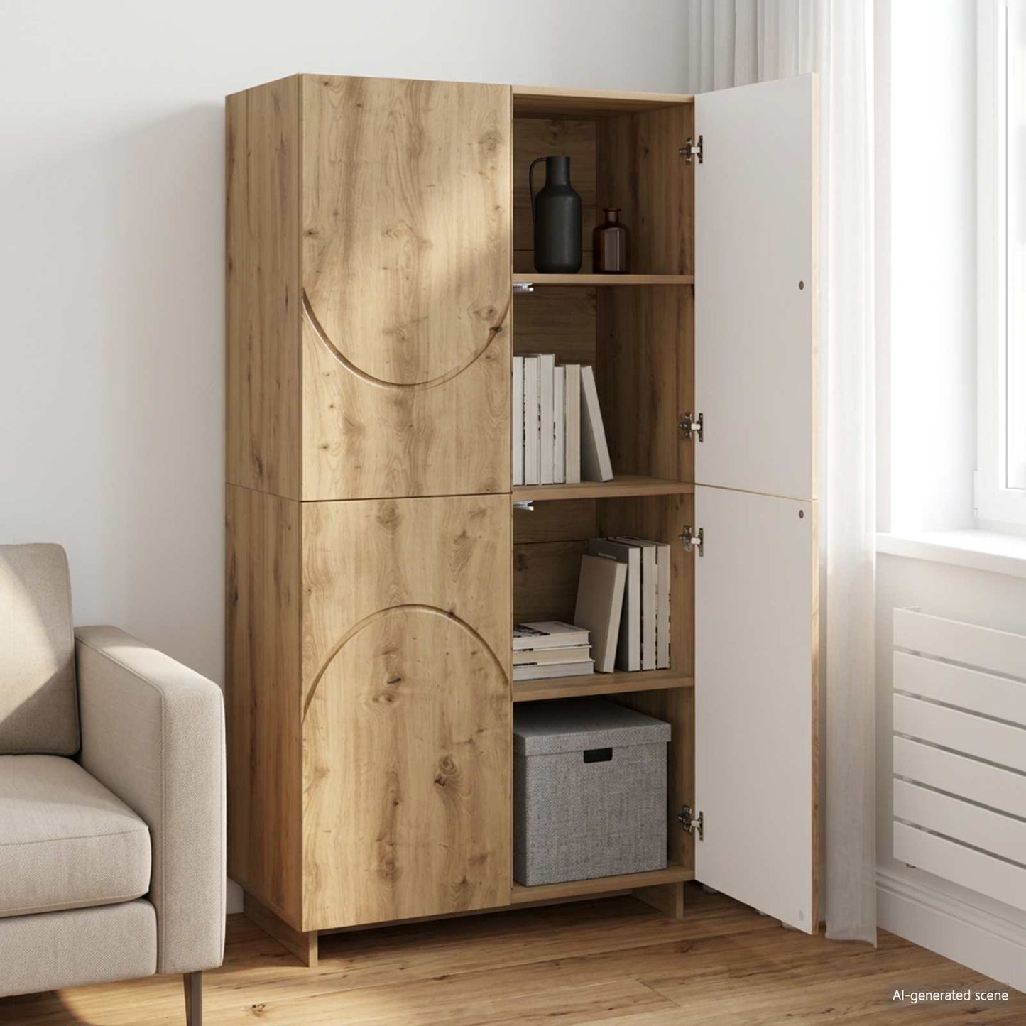 Highboard Artisan-eg 79 x 41 x 151 cm Konstrueret træ