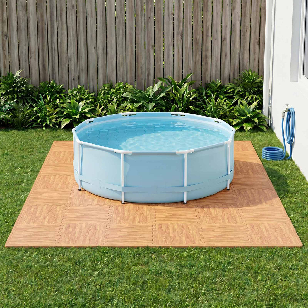 Poolbundmåtte 40 stk. træ 14,4 m² EVA skum