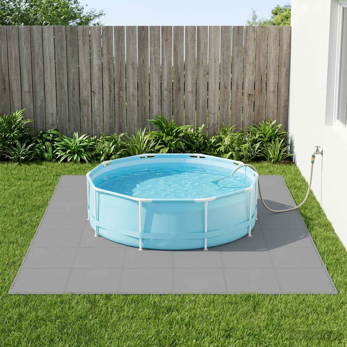 Poolbundmåtte 24 stk. Grå 8,64 m² EVA skum