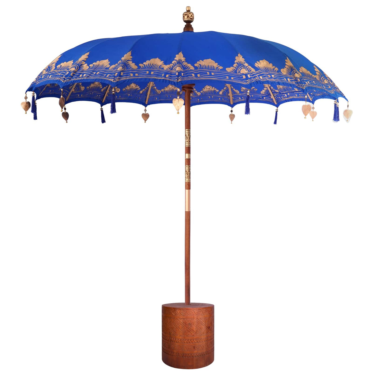 Balinesisk parasol med base 2 stk. Blå