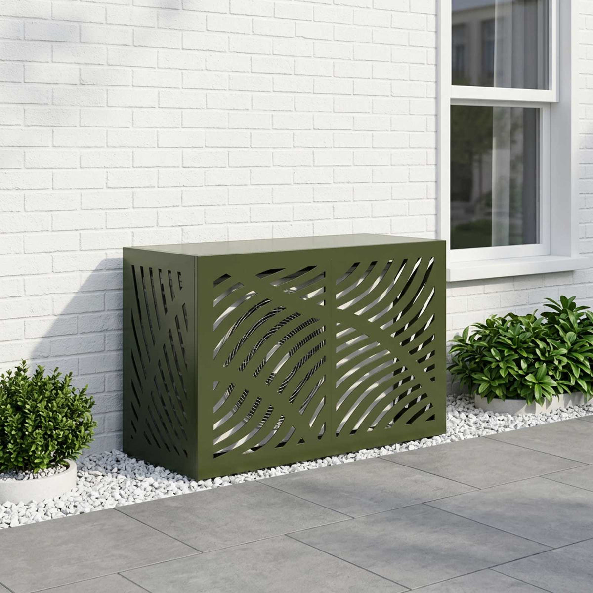 Air Conditioner Cover Olivengrøn 90 x 40 x 60 cm Stål