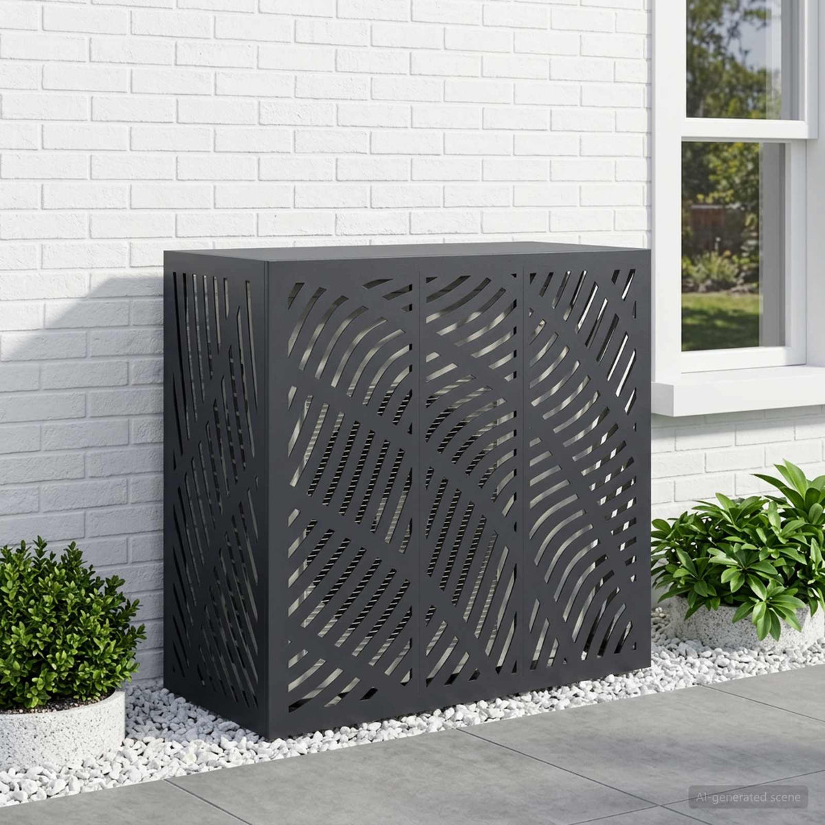 Air Conditioner Cover Antracit 110 x 50 x 105 cm Stål