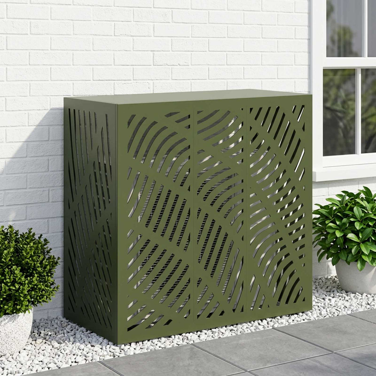 Air Conditioner Cover Olivengrøn 110 x 50 x 105 cm Stål