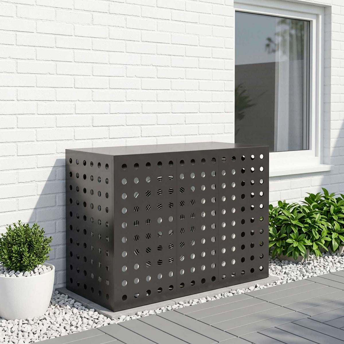 Air Conditioner Cover Sort 110 x 50 x 80 cm Stål