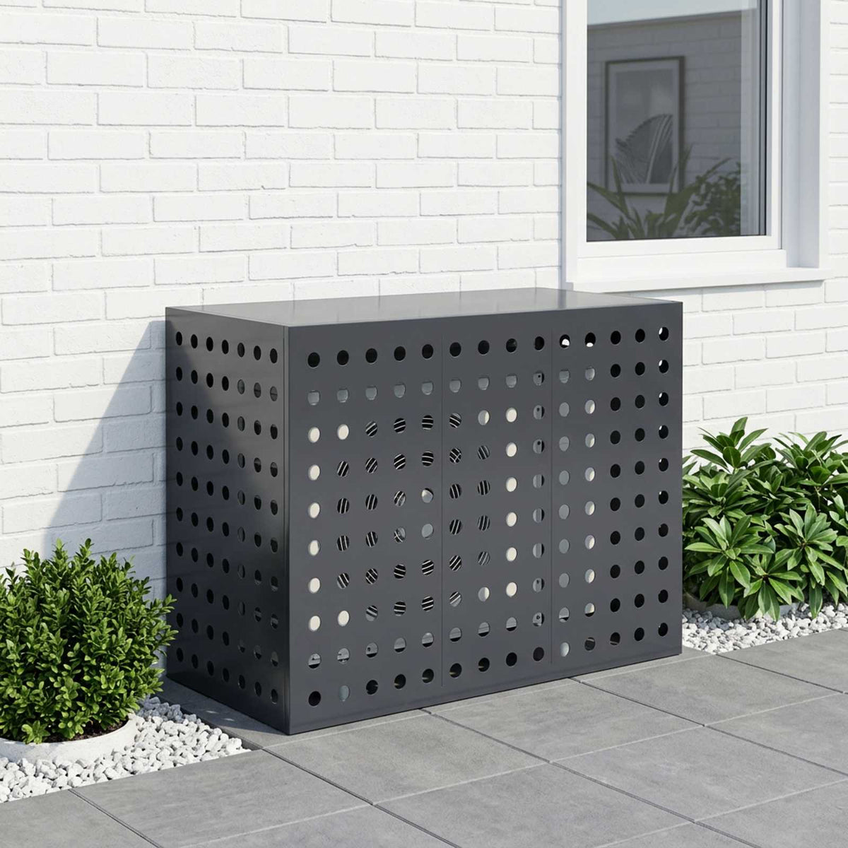 Air Conditioner Cover Antracit 110 x 50 x 80 cm Stål
