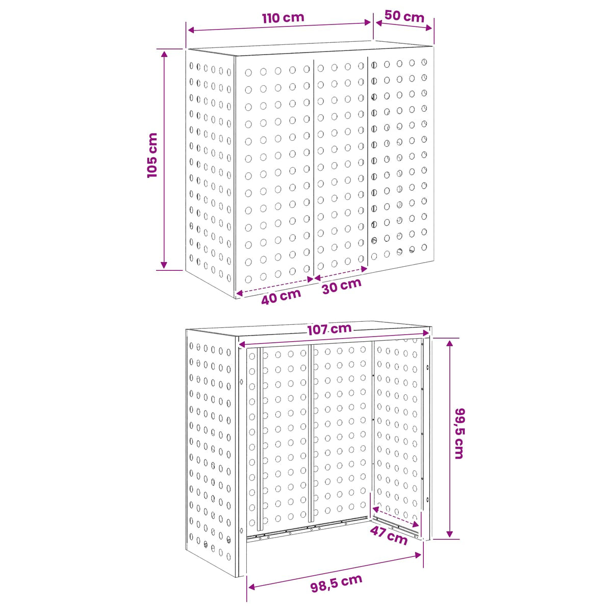 Air Conditioner Cover Sort 110 x 50 x 105 cm Stål