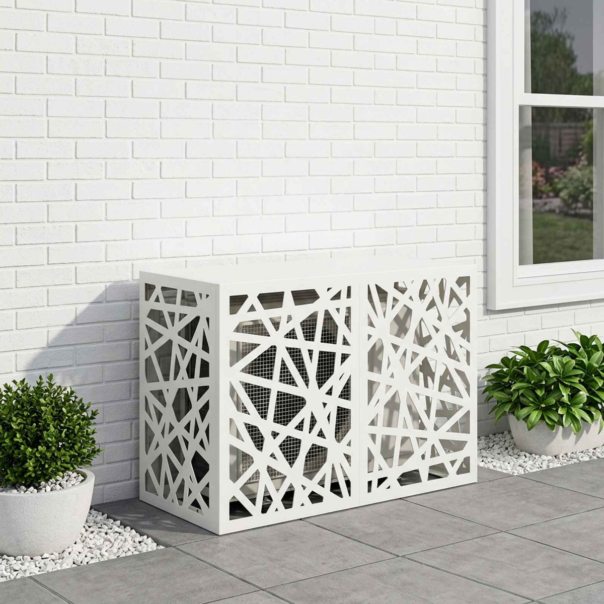 Air Conditioner Cover Hvid 90 x 40 x 60 cm Stål