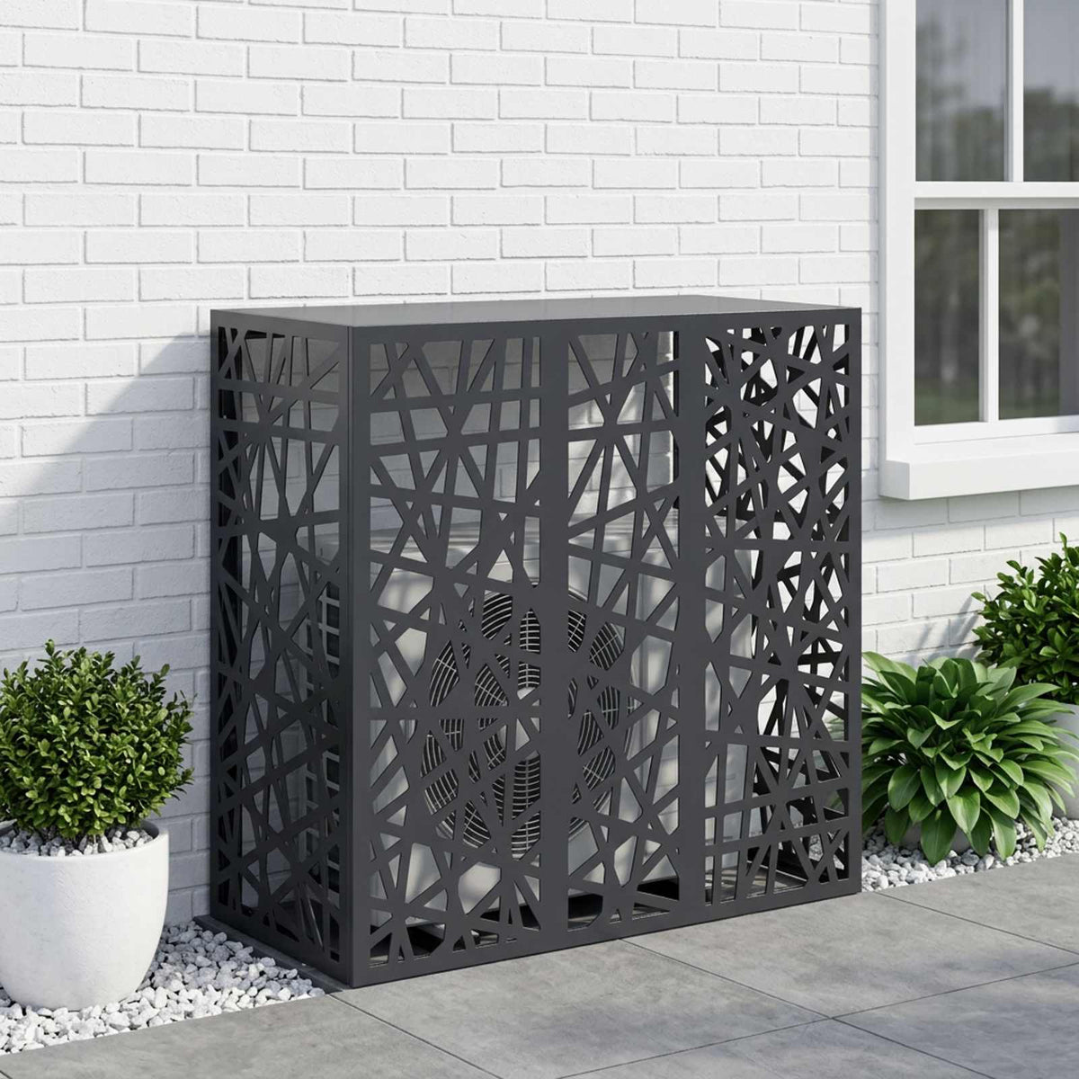 Air Conditioner Cover Antracit 110 x 50 x 105 cm Stål