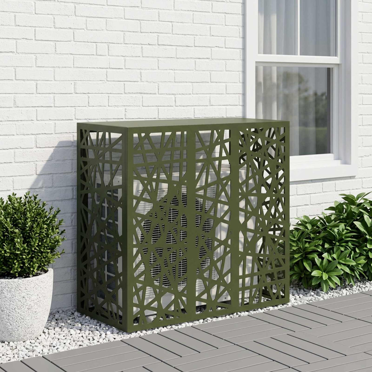 Air Conditioner Cover Olivengrøn 110 x 50 x 105 cm Stål