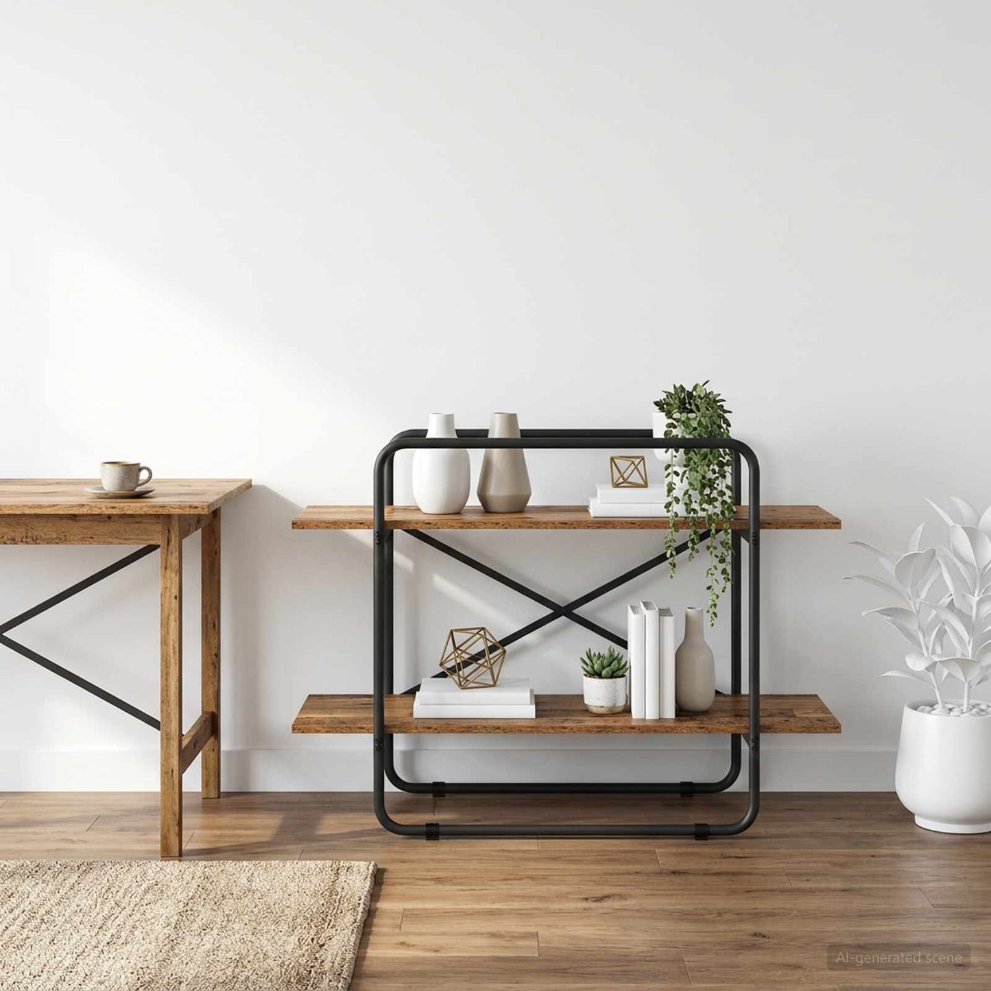 Bogreol 2 niveauer 100 x 35 x 70 cm PB Egetræ