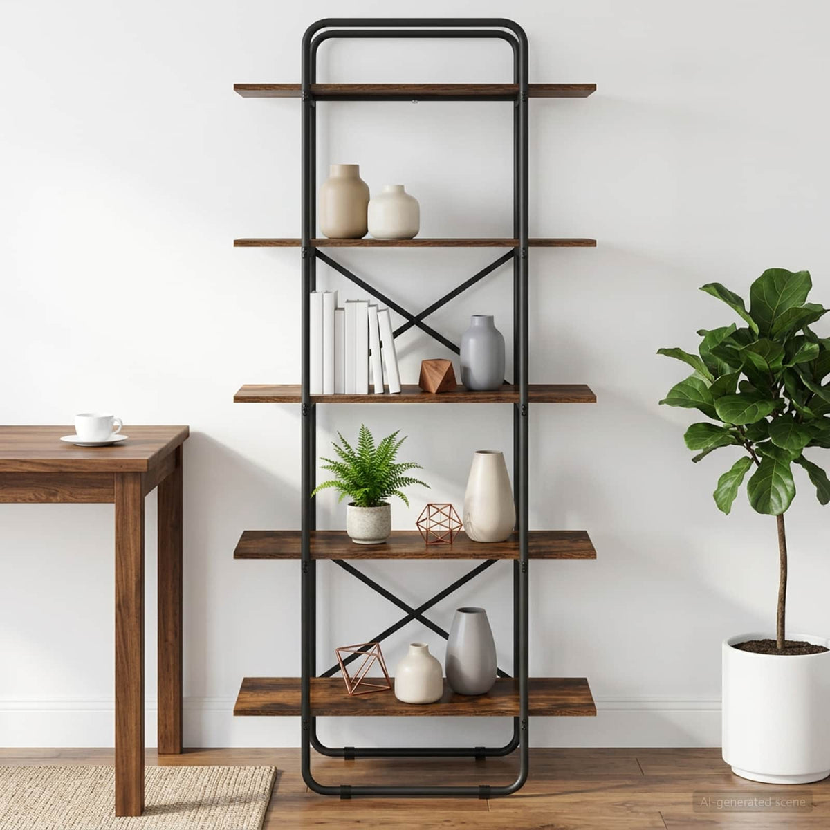 Bogreol 5 niveauer 80 x 35 x 175,5 cm PB Røget eg