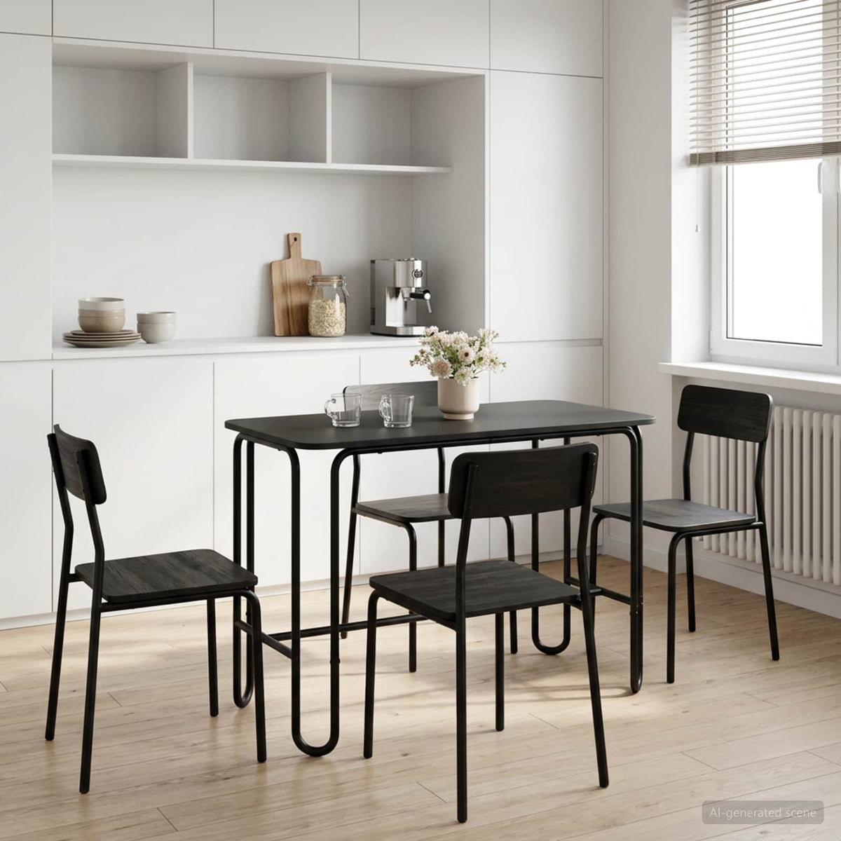 Spisebord 100 x 50 x 75 cm Konstrueret træ Sort Rektangulær