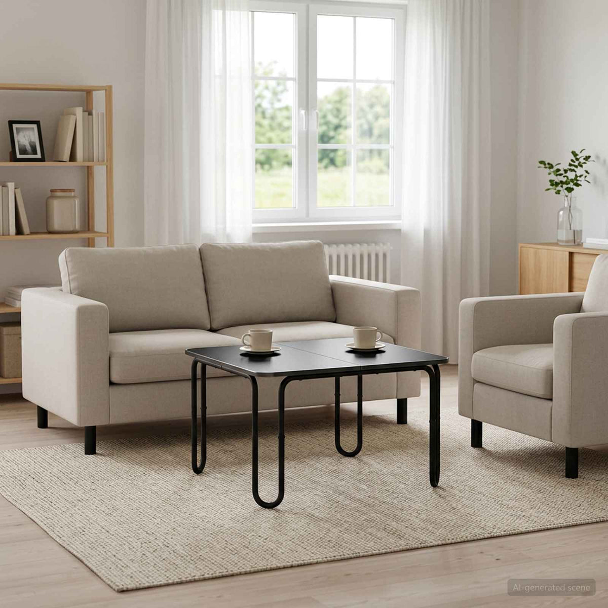 Sofabord Sort 59 x 59 x 45 cm Konstrueret træ