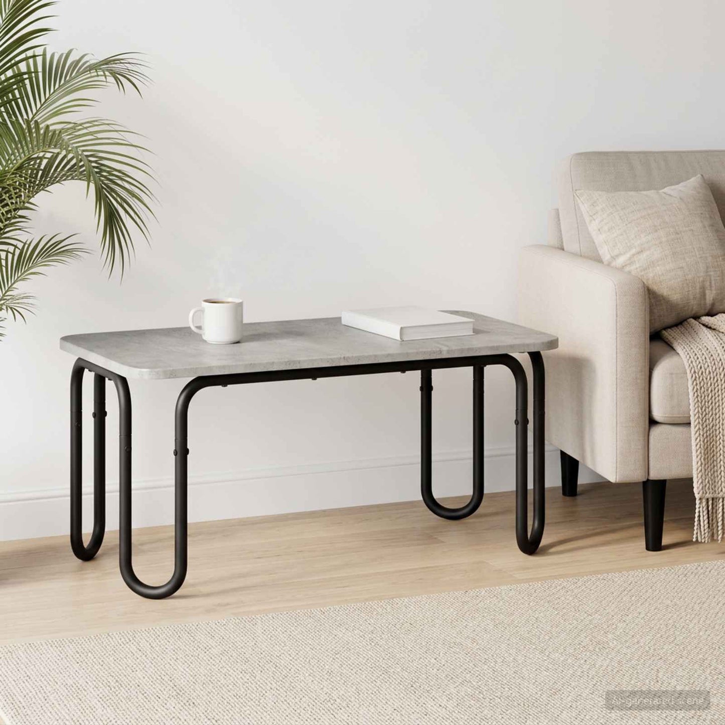 Sofabord Betongrå 100 x 50 x 45 cm Konstrueret træ