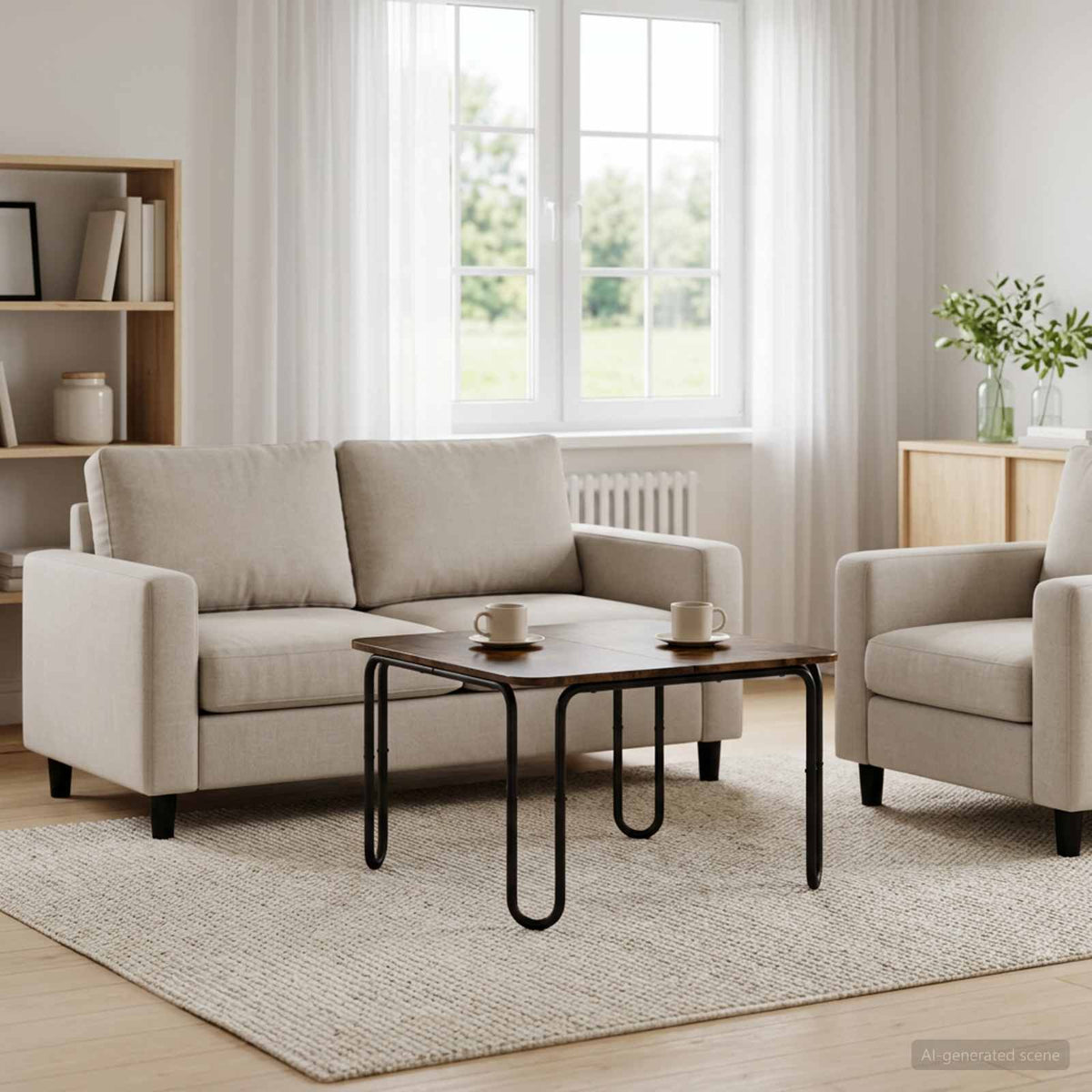 Sofabord Røget eg 79,5 x 79,5 x 45 cm Konstrueret træ