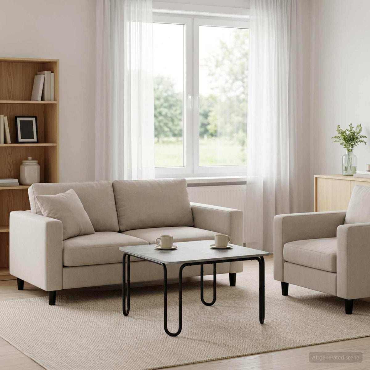 Sofabord Betongrå 100 x 100 x 45 cm Konstrueret træ