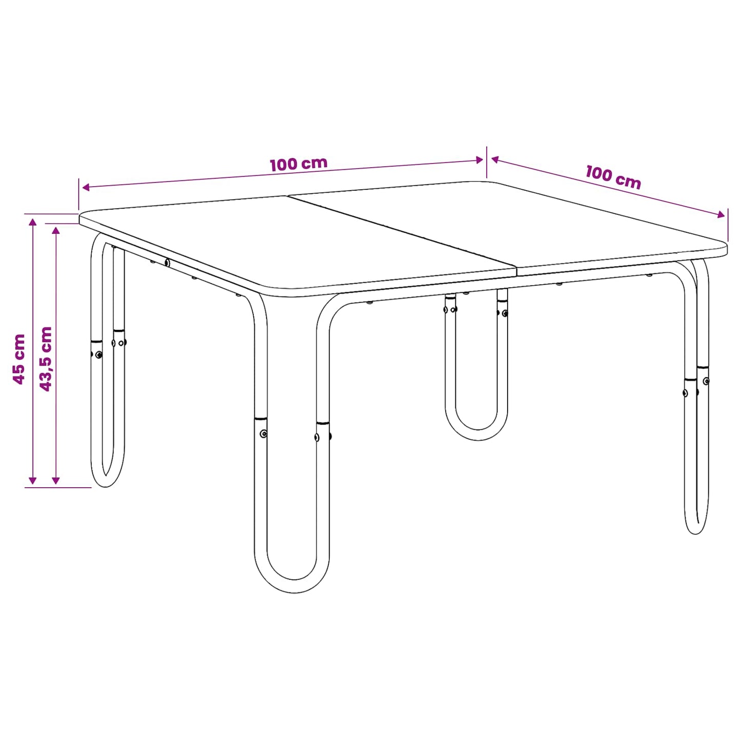 Sofabord Gammelt træ 100 x 100 x 45 cm Konstrueret træ