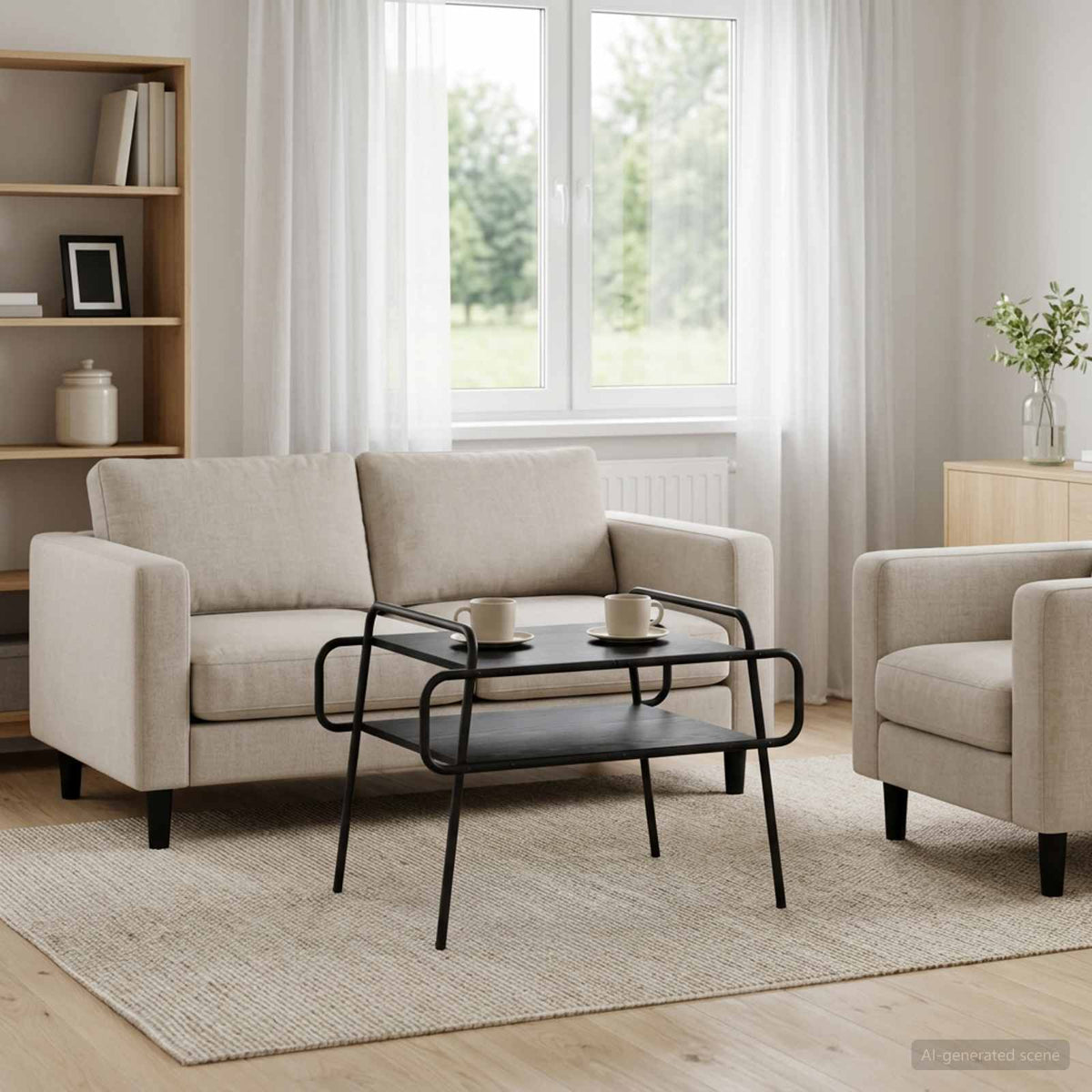 Sofabord Sort eg 70 x 50 x 51 cm Konstrueret træ