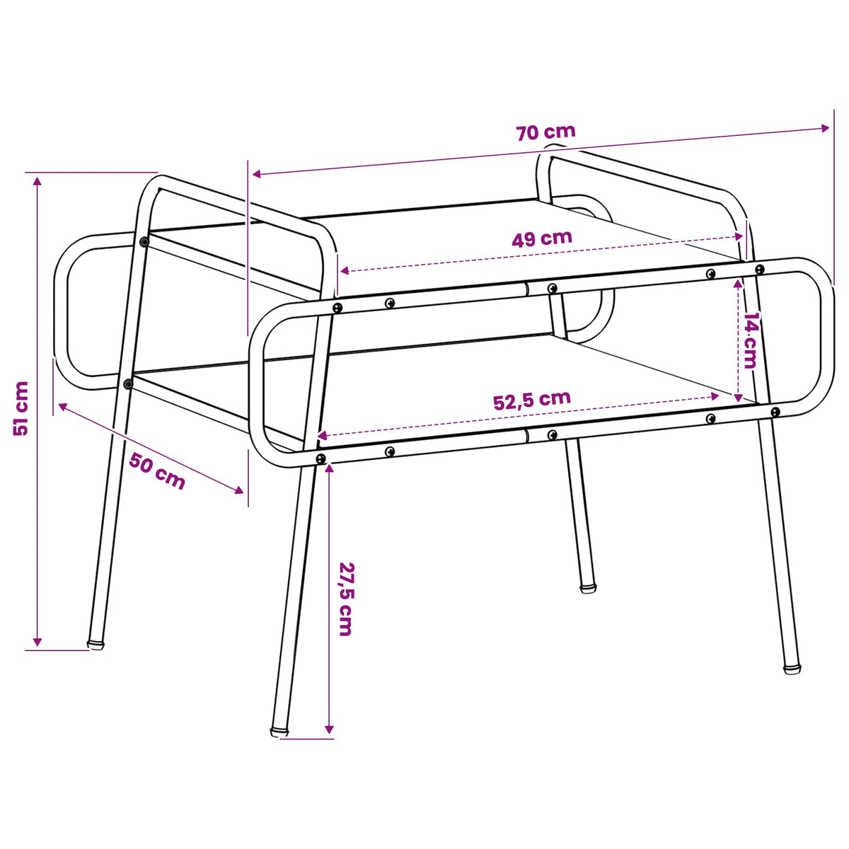 Sofabord Artisan-eg 70 x 50 x 51 cm Konstrueret træ