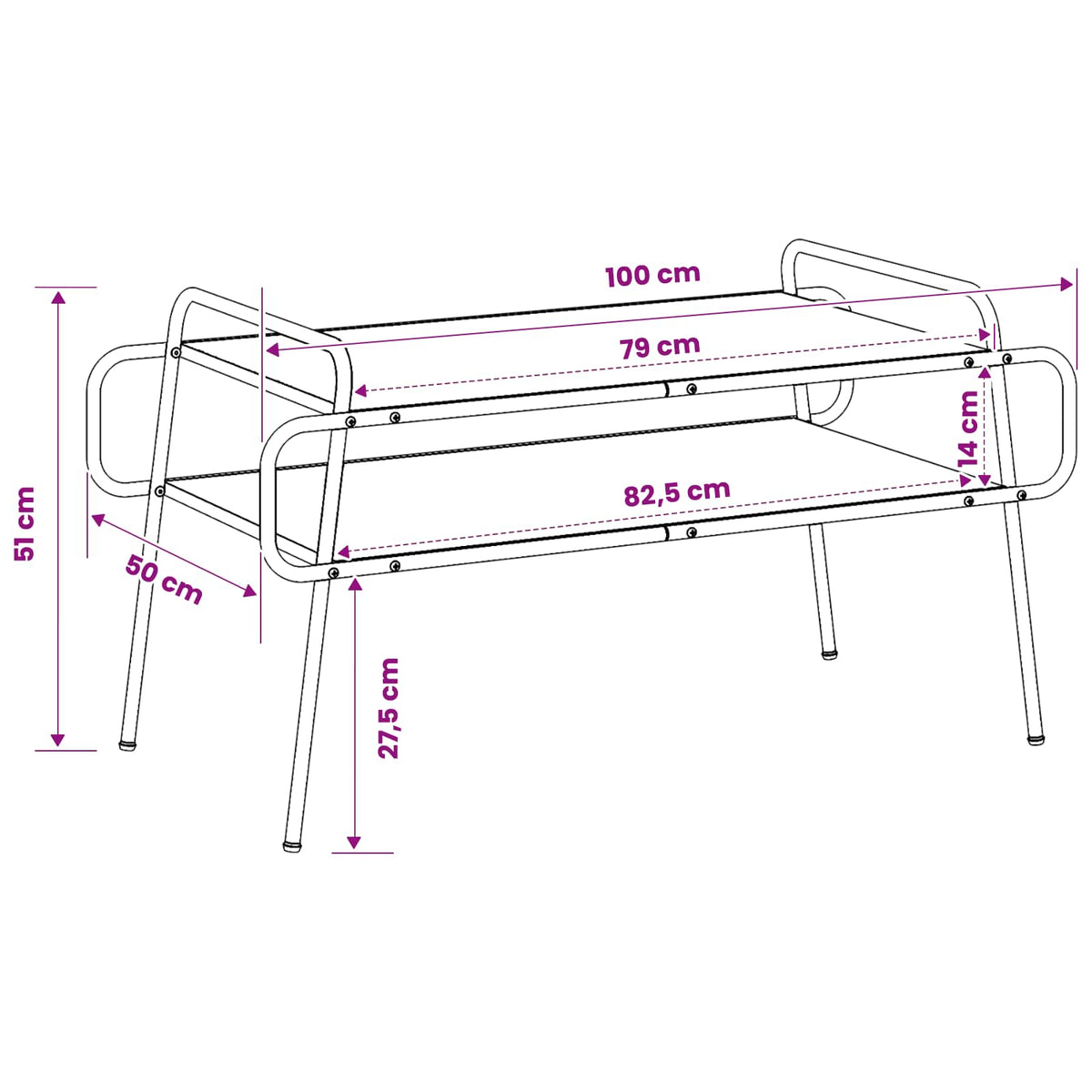 Sofabord Røget eg 100 x 50 x 51 cm Konstrueret træ